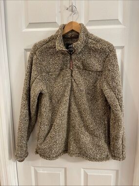 Alpine Sherpa Men’s Quarter Zip Brown Pull-over Small